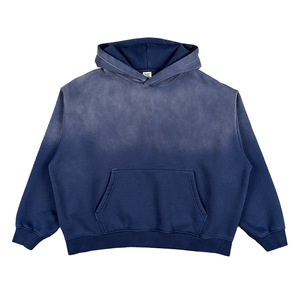 Men's Oversized Hooded <b>Sweatshirt</b> Solid <b>Navy</b> Blue Knitted Casual Autumn Wear Regular Fit Long Sleeve - Product Image 1