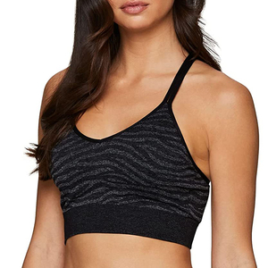 Women's Racerback Sports Bra Scoop Neck Striped Seamless Medium Support Breathable Yoga Activewear <b>Top</b> - Product Image 1