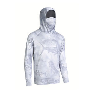 เสื้อฮู้ดดี้ตกปลาแขนยาวสีเขียวมิ้นท์สำหรับผู้ชาย พิมพ์ลายปลาโดราโด ป้องกันรังสียูวี UPF 50 เสื้อพูลโอเวอร์ประสิทธิภาพสูง - Product Image 3