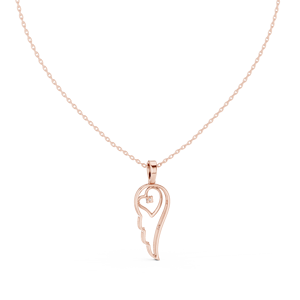 Pendentif Cœur d'Ange serti de diamants de laboratoire en or rose massif 18 carats pour fiançailles, soirée, cadeau de Saint-Valentin, ou usage quotidien - Product Image 2