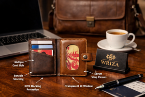 WRIZA Minimalist Slim Real Leather Business Card Holder Professional Compact <b>Wallet</b> Stylish Durable Design <b>for</b> <b>Men</b> and Women - Product Image 3