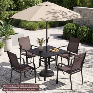 Tavolo da Pranzo Quadrato in Metallo da Esterno da 36 Pollici con Foro per Ombrellone per 4 Persone, Arredamento da Patio - Product Image 2