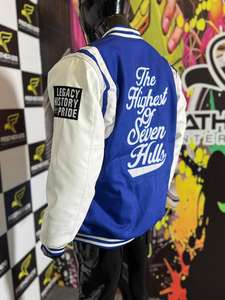 Veste de baseball en chenille brodée sur mesure de haute qualité ODM OEM, corps en laine, manches en cuir PU, pour hommes. - Product Image 2