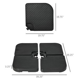 Set di 4 basi per ombrelloni da patio in HDPE da 175 libbre, nere, riempibili con acqua e sabbia, per ombrelloni offset con raggio di 3,5 m e 2,7 m - Product Image 3