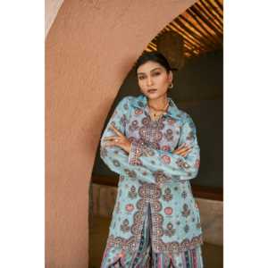 Conjunto de diseñador para mujer con estampado digital y pedrería, manga larga, estilo elegante, talla XL - Product Image 5