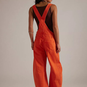 Women's Washed Solid Color Denim Dungarees Wide leg Bib Overall Casual Loose Fit Jeans Jumpsuit - Product Image 2
