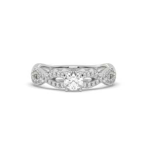 Anillo de Diamantes Clásico con Incrustaciones para Mujer, Corte Brillante Redondo, Cultivado en Laboratorio, Oro Blanco de 14K, Claridad VS1, Color E, 0.946 Quilates - Product Image 1