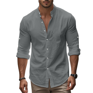 Chemise pour homme printemps-été, coupe slim, décontractée, style hawaïen, couleur unie, style basique, respirante, hauts polyvalents pour homme - Product Image 3