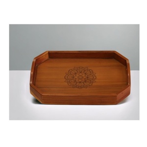Handcrafted Square Wooden Serving Tray Carved Floral Engraving Classic Design for Wedding Tea Coffee Food Tray Decorative - Product Image 6