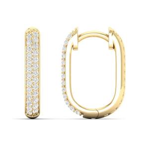 Boucles d'oreilles créoles de luxe pour femme, plaquées or jaune, avec diamants certifiés IGI, couleur D, taille brillant, pour usage quotidien, mariage et fiançailles - Product Image 3