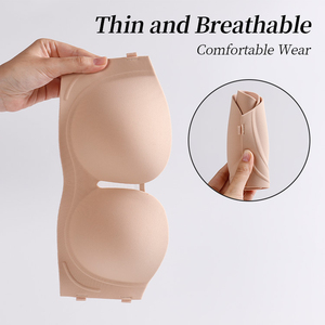 บราไร้สายสำหรับผู้หญิง ระบายอากาศได้ดี เรียบง่าย ไร้ตะเข็บ บราแบบ Bandeau ไม่เลื่อนหลุด ยกทรงแบบ Tube Top ไร้โครง มีตาข่าย - Product Image 2