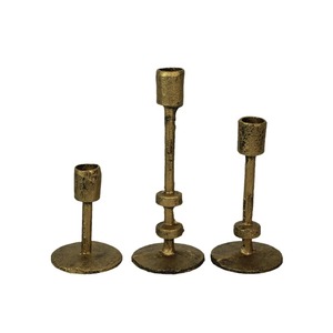 <b>Decorative</b> Antique Style Antique Style Brass Candlestick Holders Set Round Base Durable Home <b>Decoration</b> - Product Image 3