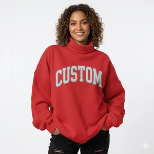 Sweat-shirt d'hiver surdimensionné pour femme, col montant, broderie 3D personnalisée, tissu éponge de haute qualité, respirant - Product Image 2