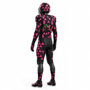 Ensemble de maillot et pantalon de football pour homme NEXTEX, imprimé triangle, noir et rose, sublimation - Product Image 6