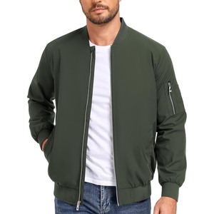 Blouson bomber gris pour homme, fermeture éclair, col montant, coupe décontractée, coupe-vent, vêtement d'extérieur pour l'automne, coupe régulière, matière polyester - Product Image 2
