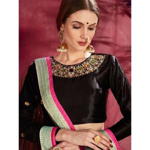 Multi-Color Floral Print Banglori Silk Wedding Wear Semi-Stitched 1000g Zeel Clothing <b>Lehenga</b> Choli - Product Image 4