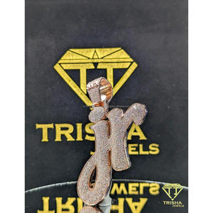 Statement "JR" <b>Name</b> Pendant Moissanite Diamond 925 Sterling Silver Iced Out Hip Hop Jewelry <b>Necklace</b> By Trisha Jewels - Product Image 4