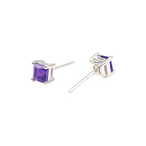 Handmade 925 <b>Sterling</b> <b>Silver</b> Amethyst <b>Studs</b> Push Back Earrings 0.77CTW Prong Set Gemstone Earrings for Women Fashion Jewelry Lot - Product Image 3