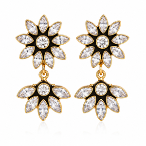 Dernières créations de boucles d'oreilles doubles plaquées or antique, finition antique, bijoux bohèmes faits à la main, fournisseur en gros, directement de l'usine - Product Image 1