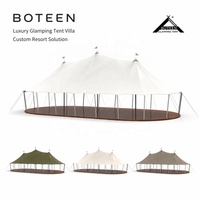 Tente de glamping BOTEEN, fabricant de tentes de luxe pour safari, villa en tissu Oxford 1200D, structure en acier, 8x16x5.2M, pour hôtel, camping et complexe hôtelier
