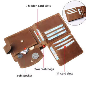 Cartera de cuero genuino para hombre con estructura plegable, protección y interior organizado para tarjetas y efectivo - Product Image 4
