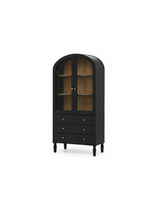 Librería Moderna de Madera con Puertas de Vidrio Arqueadas y 3 Cajones, Mueble Independiente para Sala de Estar, Estantería, Decoración del Hogar - Product Image 3