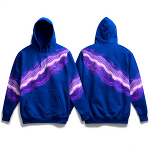Sudadera con Capucha Extra Grande de Algodón Grueso para Hombre, Color Azul Rey, con Diseño Artístico de Aurora Púrpura, Prenda de Moda de Lujo - Product Image 3
