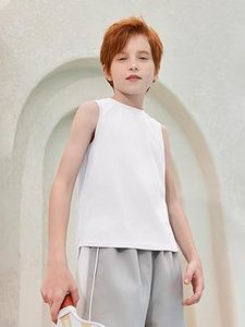 Camiseta sin Mangas Blanca de Verano para Niños, de Alta Calidad, 100% Algodón, Cuello Redondo, Lisa, al por Mayor - Product Image 5