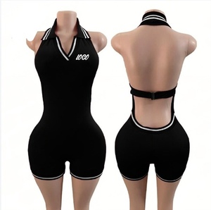 Women's 2 Piece Sports <b>Set</b> Sleeveless Turn-down Collar Solid Color <b>Knitted</b> Activewear Shorts <b>Set</b> Spring Summer Breathable Fit - Product Image 2
