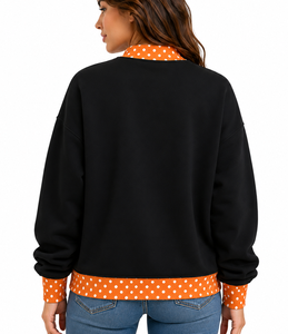 OEM Custom <b>Mock</b> <b>Neck</b> Oversized Sweatshirt Women Gingham Patchwork Letter Applique Embroidery Warm Winter Casual Pullover <b>Top</b> - Product Image 5