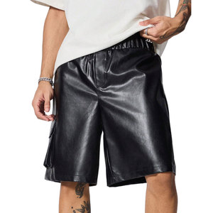 Premium Streetwear Solid Casual Men's <b>Leather</b> <b>Shorts</b> with Modern Fit Durable Construction Eco-Friendly & Lightweight Design - Product Image 1