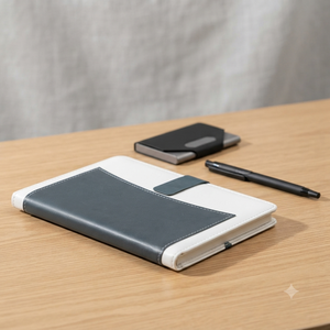 Set de Regalo Corporativo Premium Aurelux Blanco y Gris, Agenda con Bolígrafo Metálico y Caja para Tarjetas de Visita, Accesorio de Oficina - Product Image 4