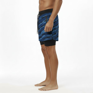 Quick Dry Knitted Mesh 95% Polyester ODM Custom Logo Sport Drawstring Double Layer Eco-Friendly 2 in 1 Short Gym Men pant - Product Image 3