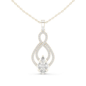 Pendentif en or blanc 14 carats avec diamants de laboratoire de forme poire, marquise et ronds pour femmes |   Vêtements de mariage |   Nouveau diamant cultivé - Product Image 1