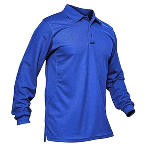 เสื้อเชิ้ตแทคติคอลลำลองสำหรับผู้ชาย OEM ผ้ากันยับ แห้งเร็ว ประสิทธิภาพสูง แขนยาว คอปกปิเก้ ผ้าโพลีเอสเตอร์ 100% สีพื้น - Product Image 6
