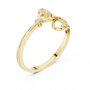 Anillo solitario de oro amarillo macizo de 14k para mujer, con diamante de corte redondo minimalista en forma de hoja, para compromiso, aniversario, regalo de boda - Product Image 3