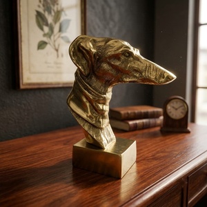 Metal Greyhound <b>Dog</b> <b>Figurine</b> Statue Hand-Cast Metal Indian Table Top <b>Dog</b> Sculpture - Product Image 1