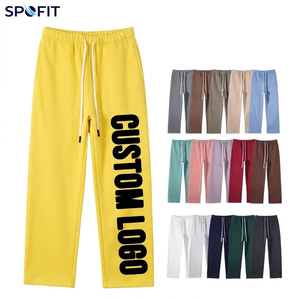 Pantalon de survêtement décontracté unisexe coupe droite ample en molleton épais avec logo personnalisé style vintage streetwear - Product Image 5