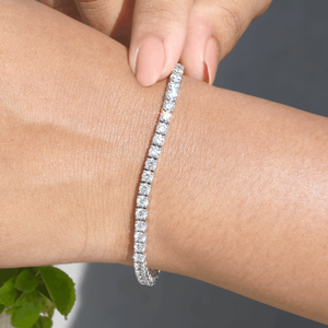 Bracelet tennis en or 10K 14K avec diamants de laboratoire taille brillant 5,50 CTW, fermoir boîte, verrou de sécurité, plaqué rhodium, qualité E VVS, certifié tiers - Product Image 4