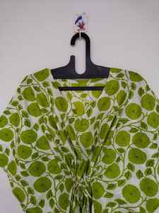 Vestido Kaftán de Algodón con Estampado Floral Hecho a Mano, Ligero, Maxi, para Playa, Estilo Boho, Ropa de Verano - Product Image 5