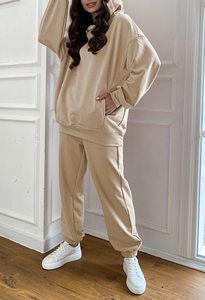 Conjunto Deportivo de Dos Piezas para Mujer, Sudadera con Capucha de Forro Polar de Manga Larga y Pantalones Deportivos, Estilo Casual - Product Image 3