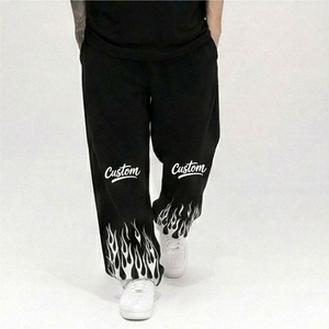 <b>Mens</b> Flame Print Sweatpants Wide Leg Joggers <b>Elastic</b> Waist Casual Streetwear Graphic Track Pants Comfortable Fashion <b>Trousers</b> - Product Image 2