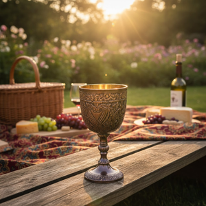 Luxury Antique Finish Metal <b>Goblet</b> | Embossed Floral Decorative Chalice Cup for Dining Party Home Decoration Exclusive Designer - Product Image 5