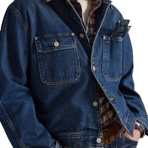 Premium Winter Solid Denim Corduroy Collar Trucker <b>Jacket</b> Men Vintage Workwear OEM Custom Heritage Front Americana Outerwear - Product Image 5