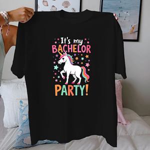 Licorne C'est mon BACHELOR Party T-shirt confortable en pur coton pour femme - Product Image 2