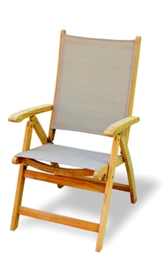 Silla plegable moderna de madera de acacia para exteriores con reposabrazos de Tela Gris para piscina Villa Jardín y muebles de patio Hoteles en Vietnam - Product Image 2