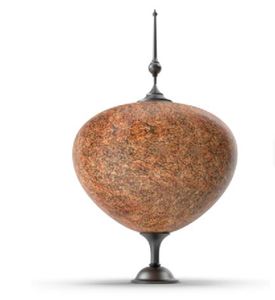 <b>Rustic</b> Round Stone Tabletop Vase Handmade Decorative Urn with Metal Finial Top - Product Image 3