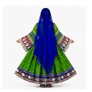Salwar Kameez Tradicional de Algodón Verde con Detalles Bordados para Mujer, Ropa Étnica para Bodas, Vestidos Afganos Kuchi para Mujer - Product Image 4