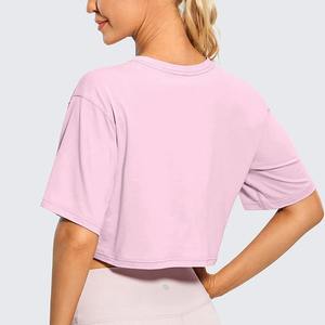 T-shirt court blanc pour femme, manches courtes, col rond, coupe ample, décontracté, en jersey, pour le printemps et l'été - Product Image 4