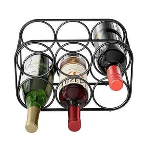 Estante para vinos de pared, tamaño pequeño, de metal, para bares en casa, pubs, uso decorativo, soporte para botellas, organizador de botellas de vino. - Product Image 1